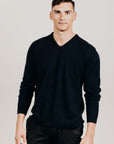Man wearing a black sweater against a plain background