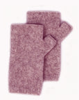 Pair of pink knitted gloves on a white background