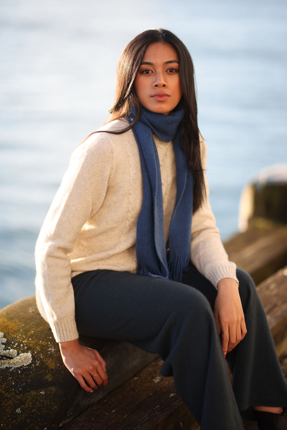 メリノシルク パシフィック タッセル スカーフ