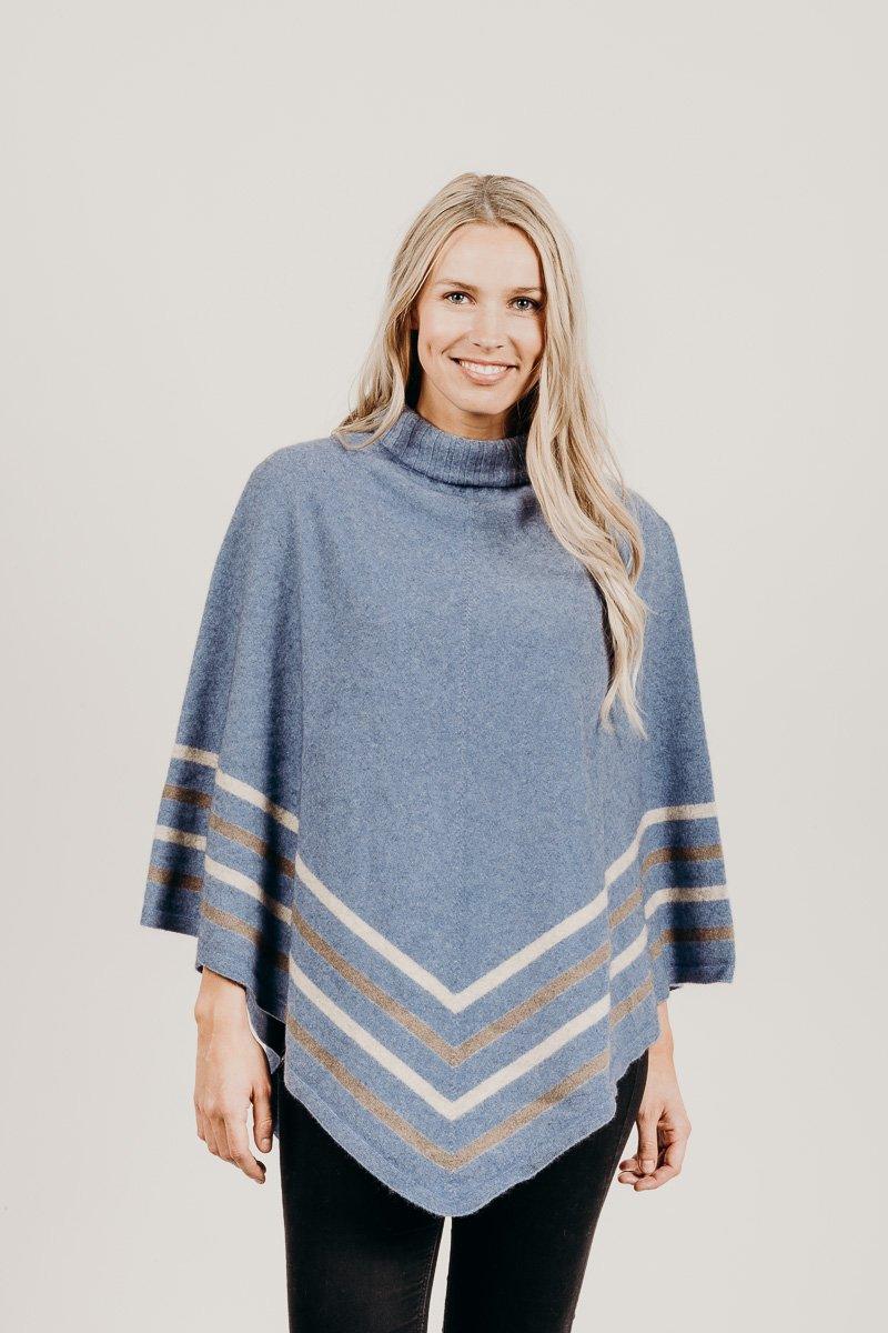 Merinosilk Stripe Poncho - Kapeka NZ