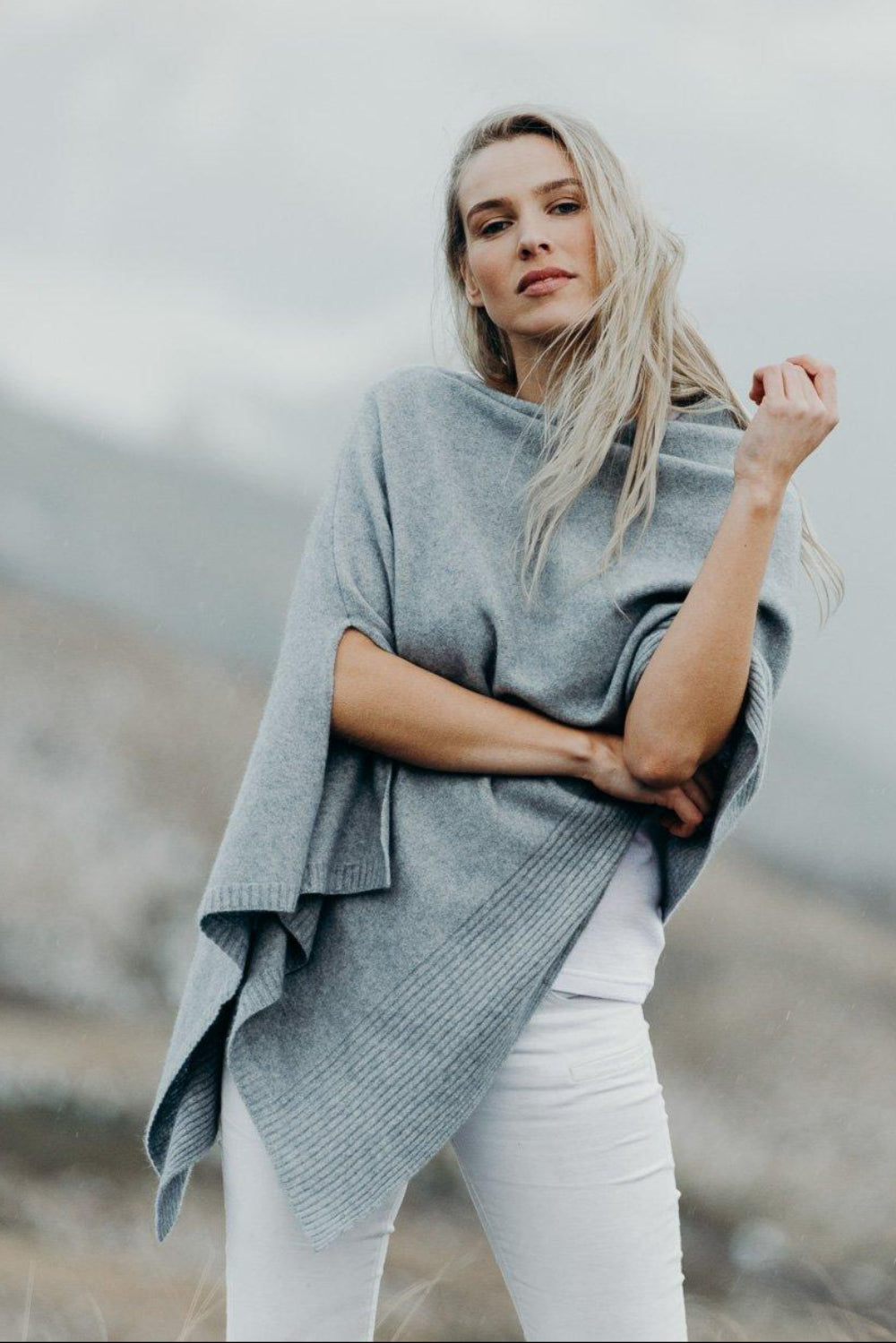 Woman wearing The Hills - Cashmere Wrap - Kapeka NZ