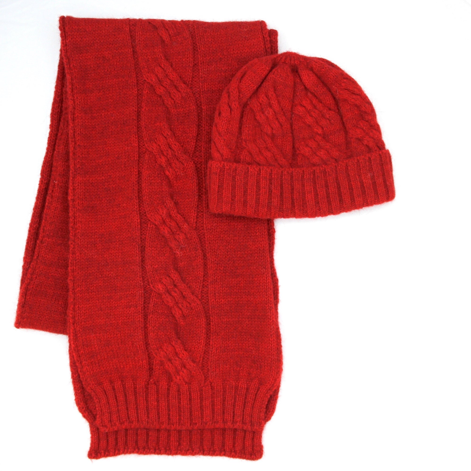  Red Alpaca Possum scarf and beanie set- Kapeka NZ