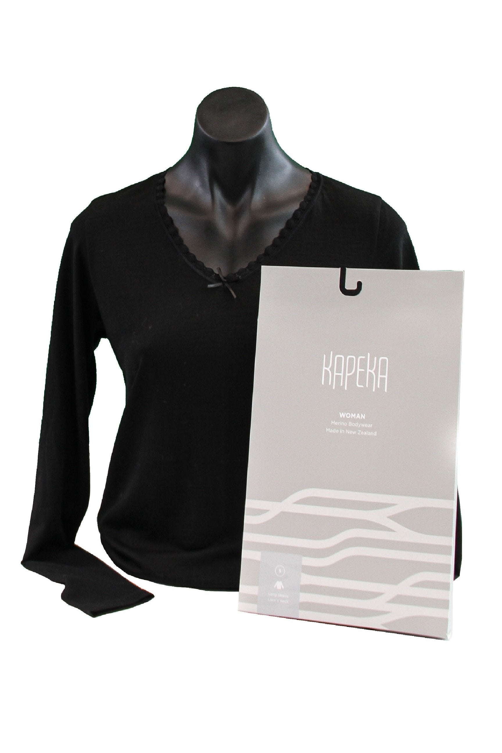 Women's Black Merino Thermal Top - Kapeka NZ