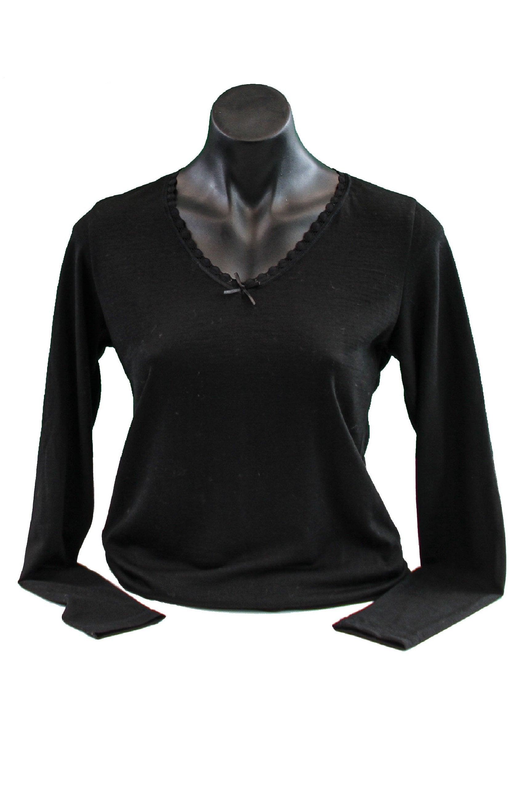 Women's Black Merino Thermal Top - Kapeka NZ