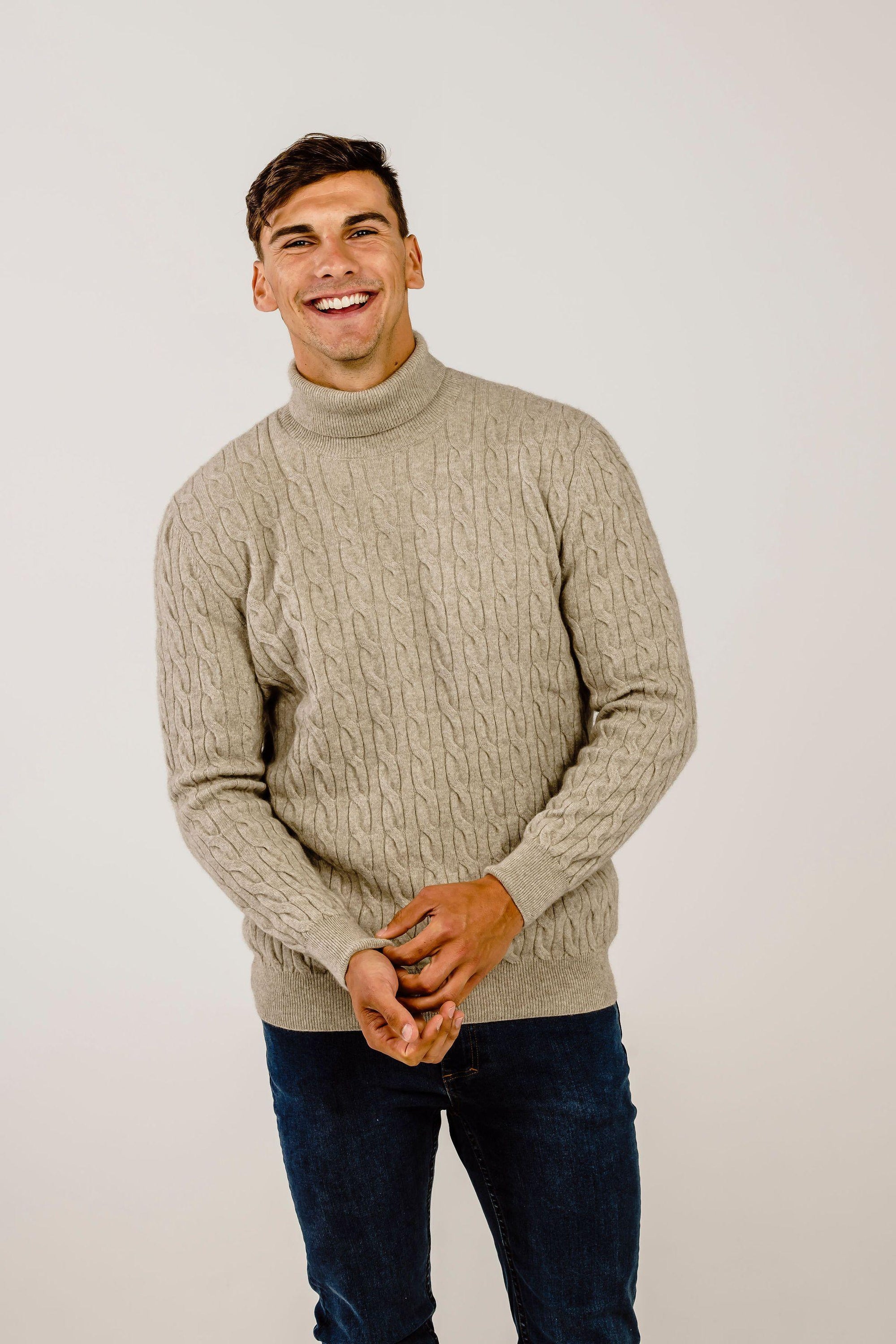 Cashmere Turtle Cable Sweater - Kapeka NZ