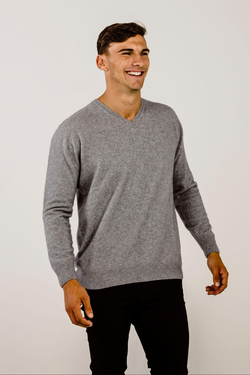 Man wearing a Cashmere V Neck Sweater - Kapeka NZ