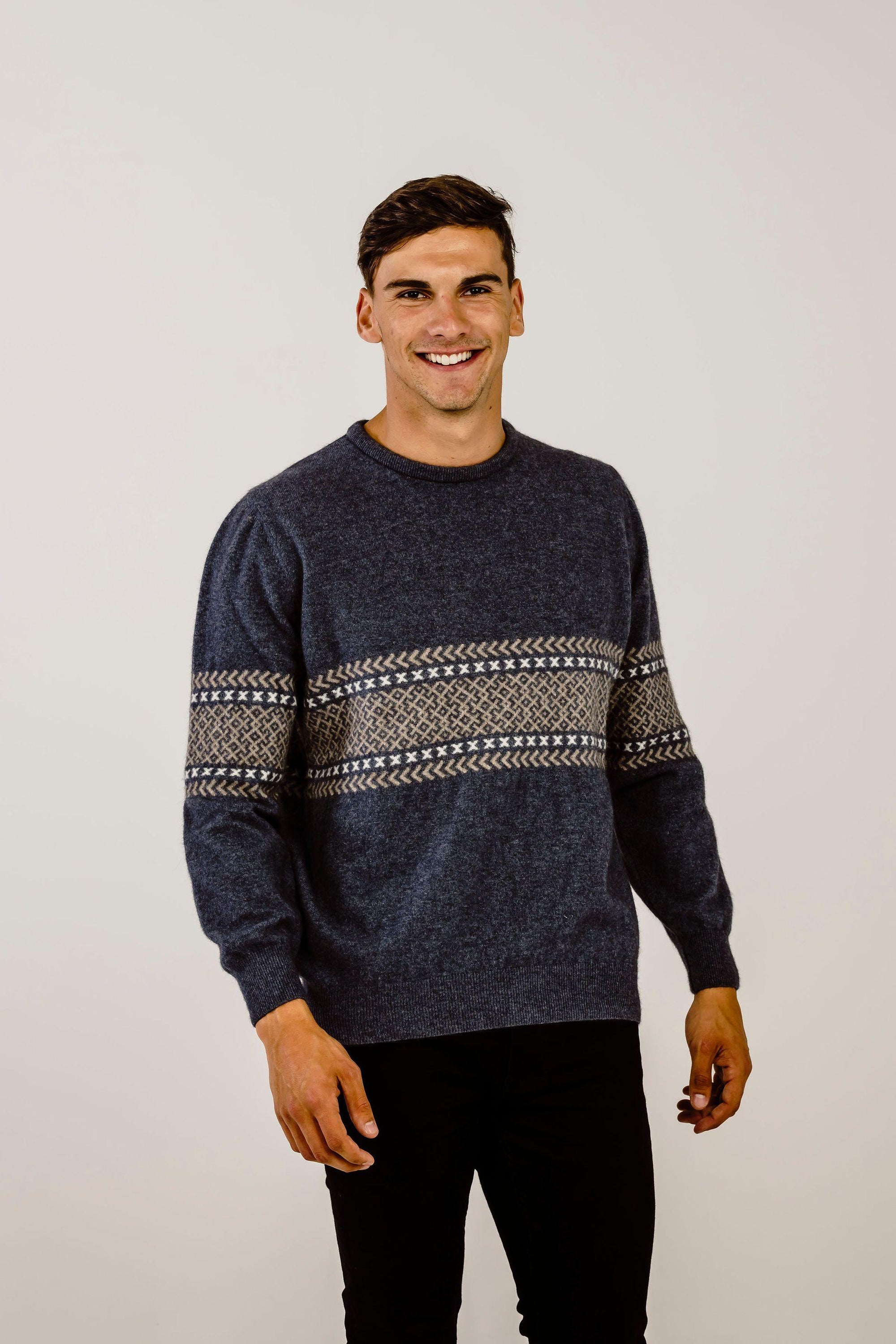 Merinosilk Fair Isle Crew Neck - Kapeka NZ