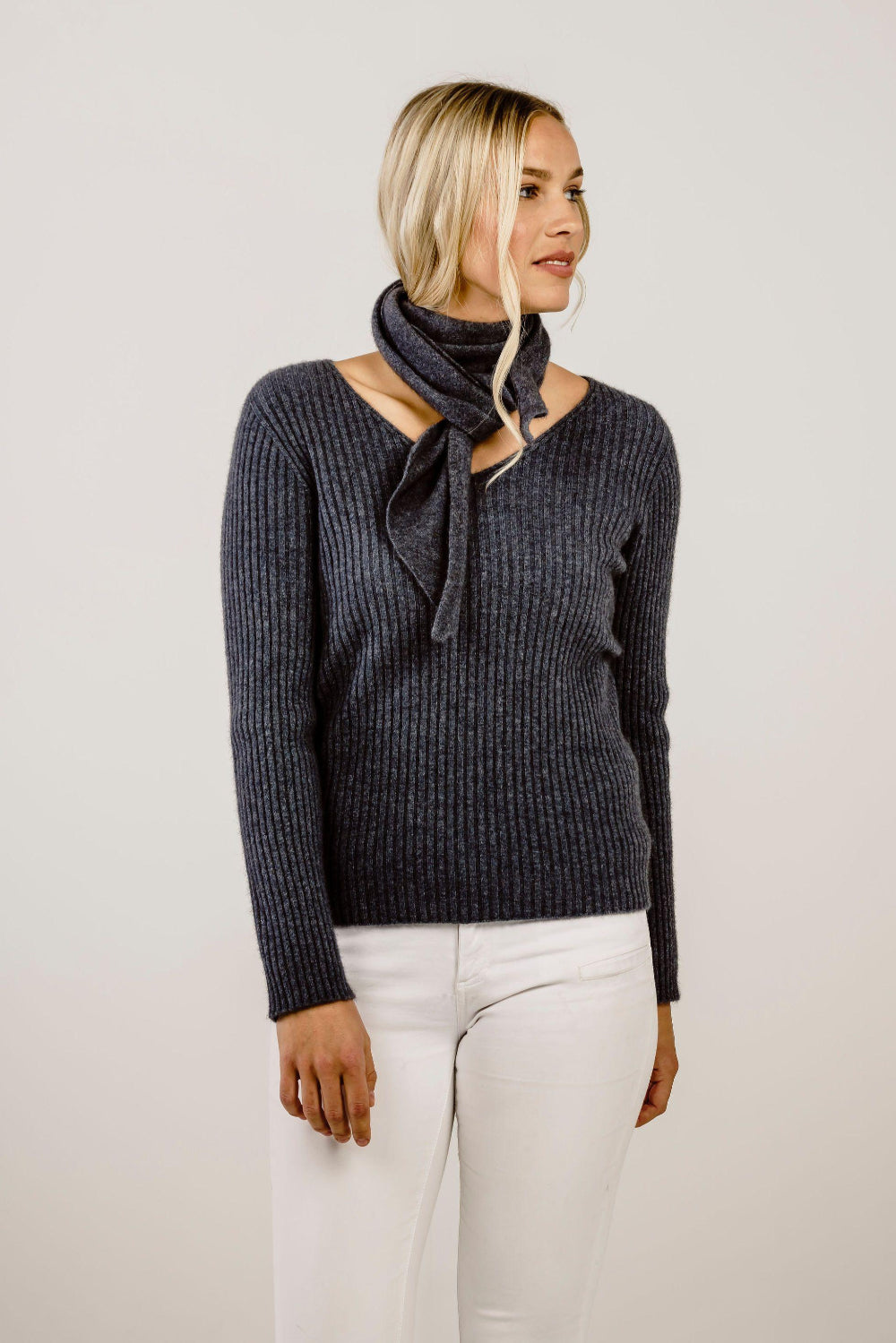 Woman wearing Merinosilk Lakeside Sweater - Kapeka NZ