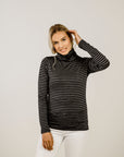 Striped Merino Turtle Neck Top - Kapeka NZ