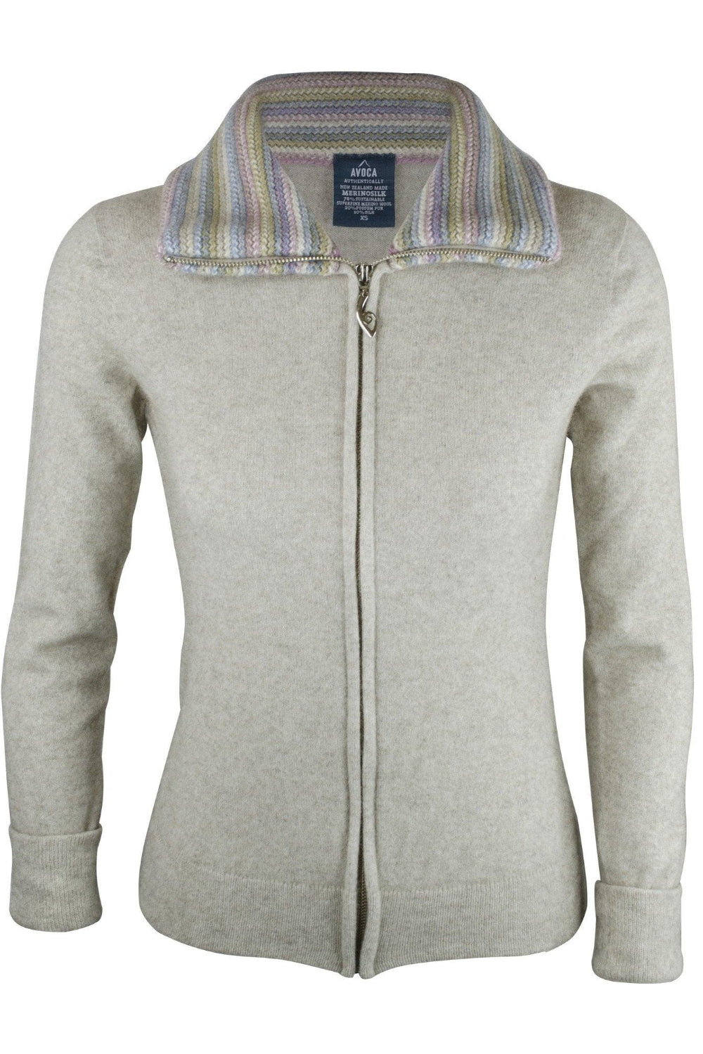 Lichen Merinosilk Stripe Trim Jacket - Kapeka NZ