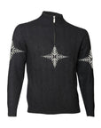 Charcoal zip sweater with snowflake  pattern