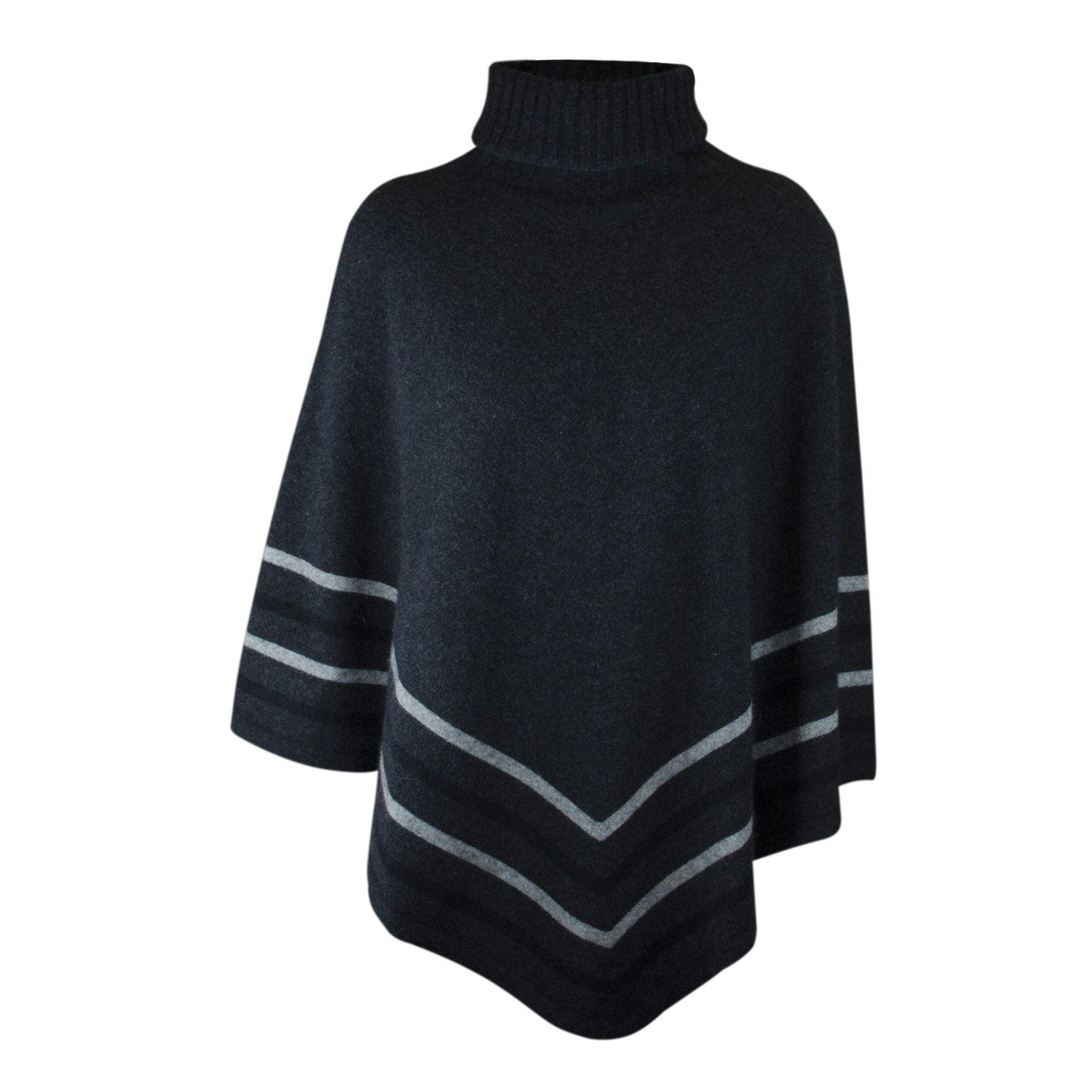 Merinosilk Stripe Poncho - Kapeka NZ